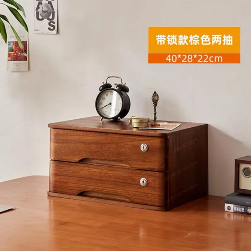 Solid wood desktop storage box, office stationery, drawer type finishing box, computer display screen heightening rack