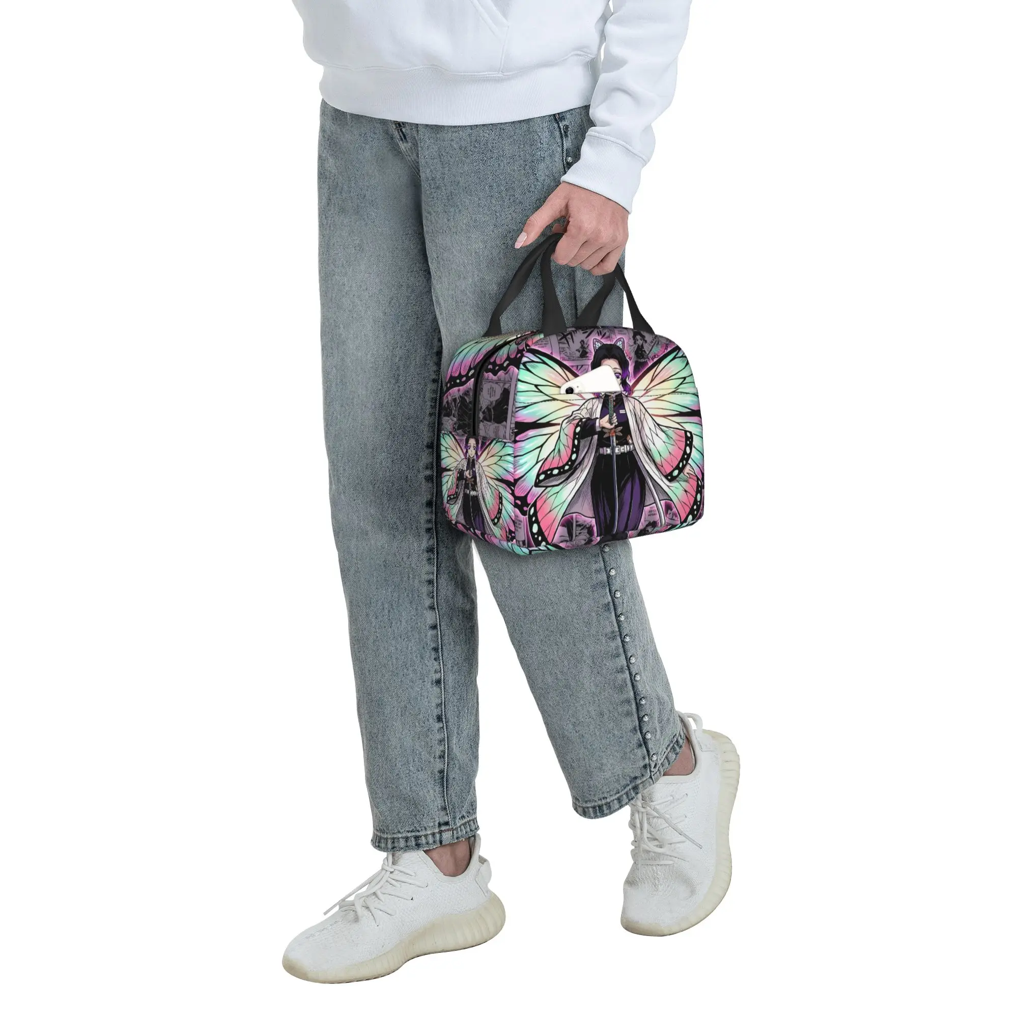 Custom D-Demons Slayers Insulated Lunch Bag for Women Leakproof Kimetsus No Yaibas Thermal Cooler Lunch Box Office Work School view 5