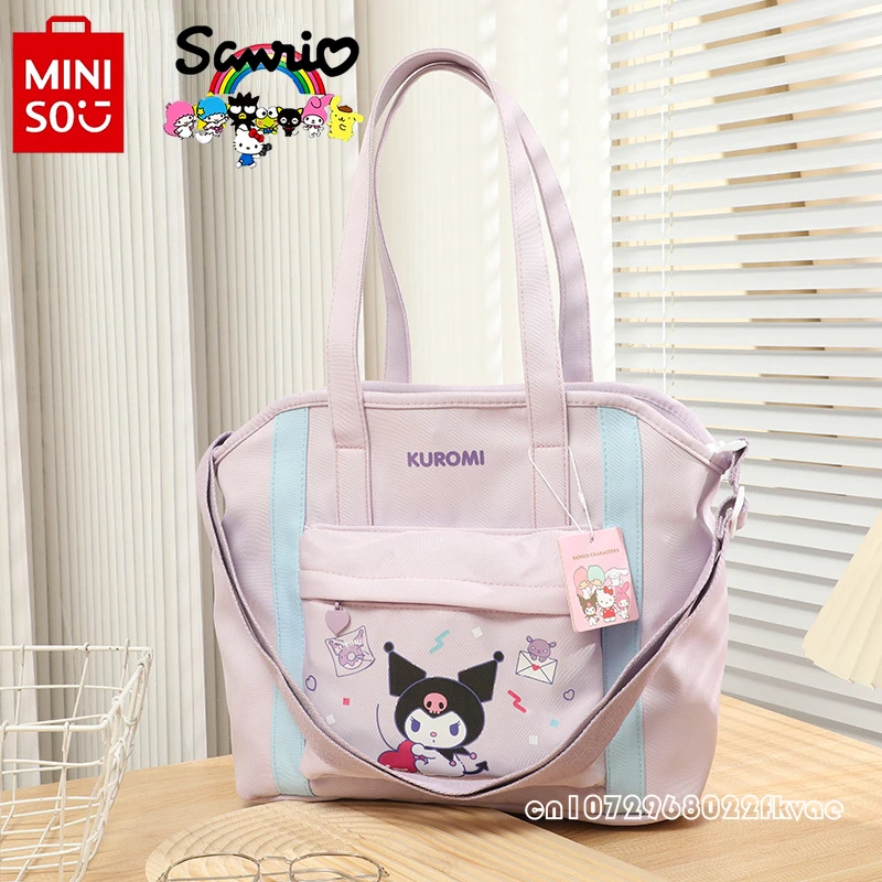 Miniso Sanrio New Women's Crossbody Bag Fashionable High Quality Nylon Handheld Women's Bag Cartoon Casual Girl Shopping Bag