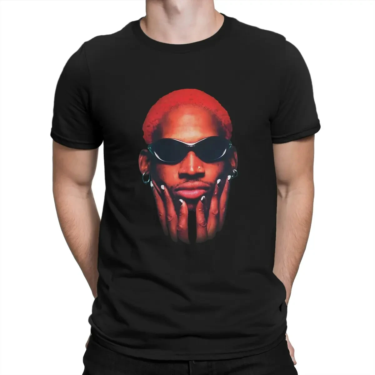 Men's Cotton Short Sleeve T-Shirt Image Print T-Shirt Dennis Rodman Portrait Short Sleeve Shirt Gift Clothing Novelty Summer