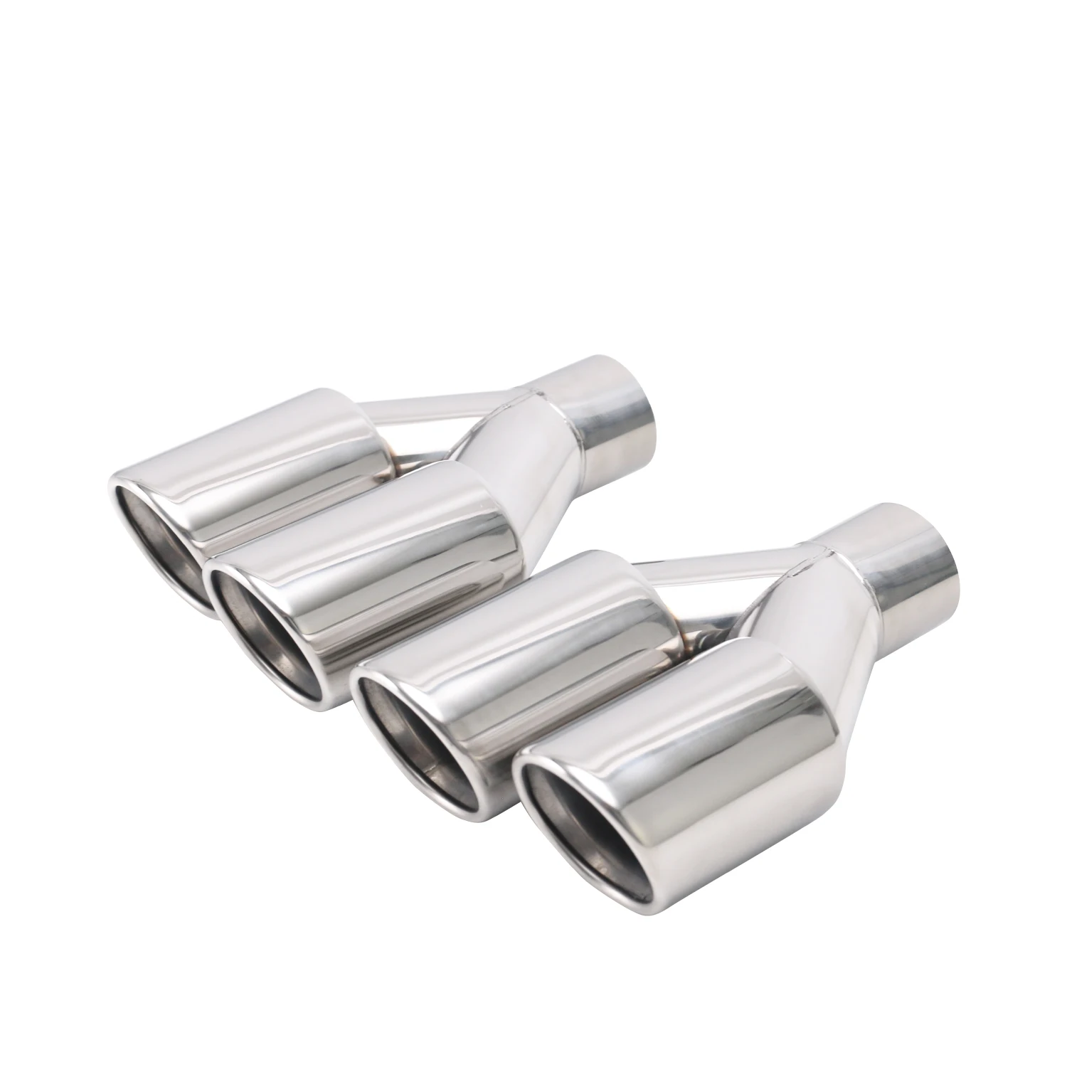 

1PCS Stainless Steel double exhaust tip 57mm inlet 76mm Outlet Muffler Exhaust pipe