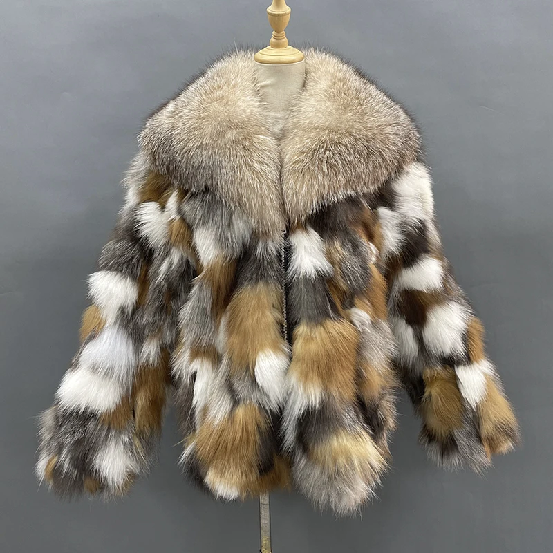 JANEFUR 2024 Fur Jacket Winter Shawl Collar Natural Fox Thick Warm Real Fur Coat Women Outerwear Fashion Jacket