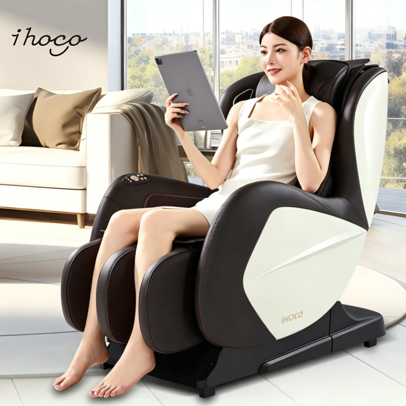 Carbon Fiber Waist Heating 3D Massage Chair 0.77m2 Space Saving AI Detection Rocking Cradle 120cm Long Track
