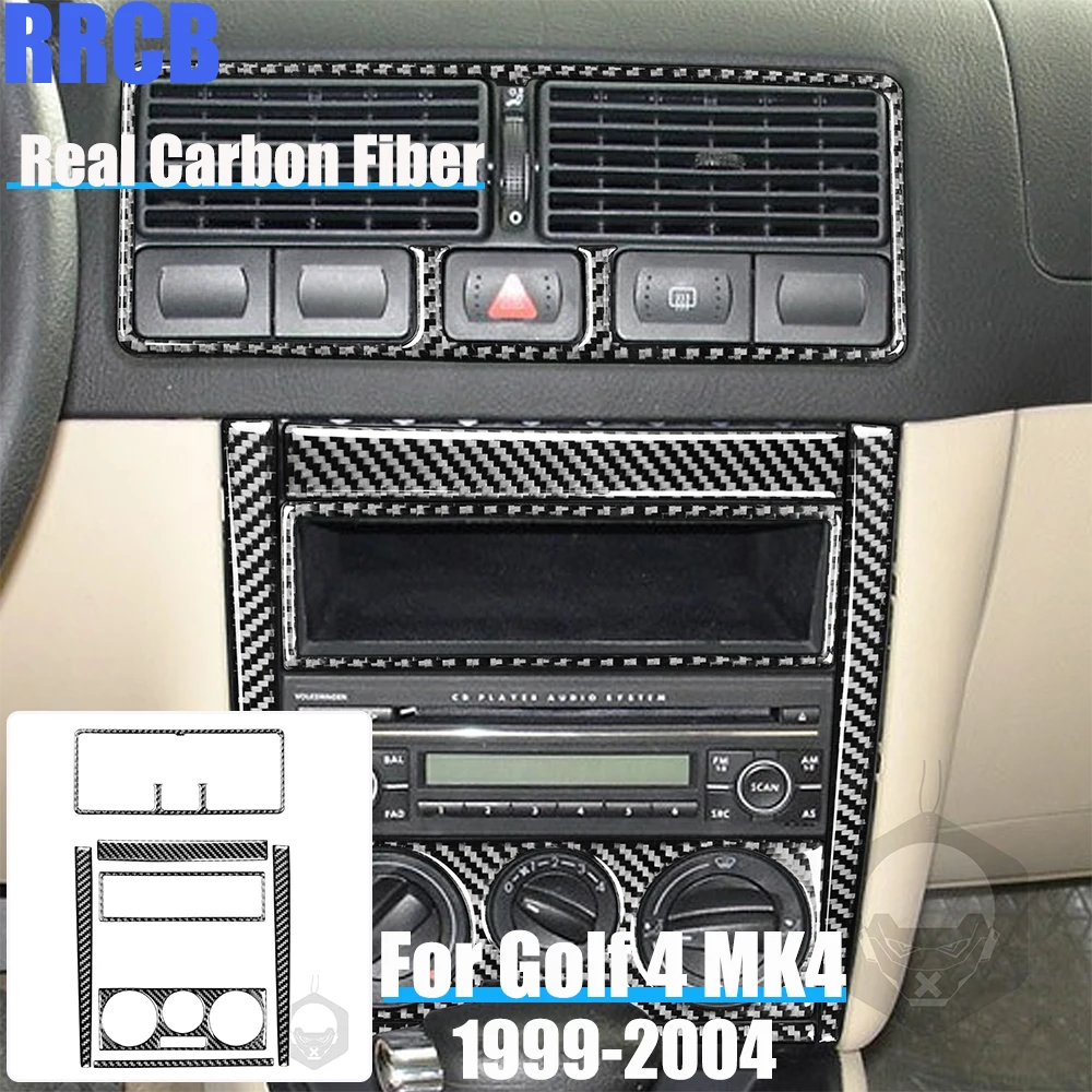 

Real Carbon Fiber Car Accessories Center Vent Set Soft Cover Sticker For Volkswagen Golf 4 MK4/GTI/R 1999 2000 2001 2002 2003 04