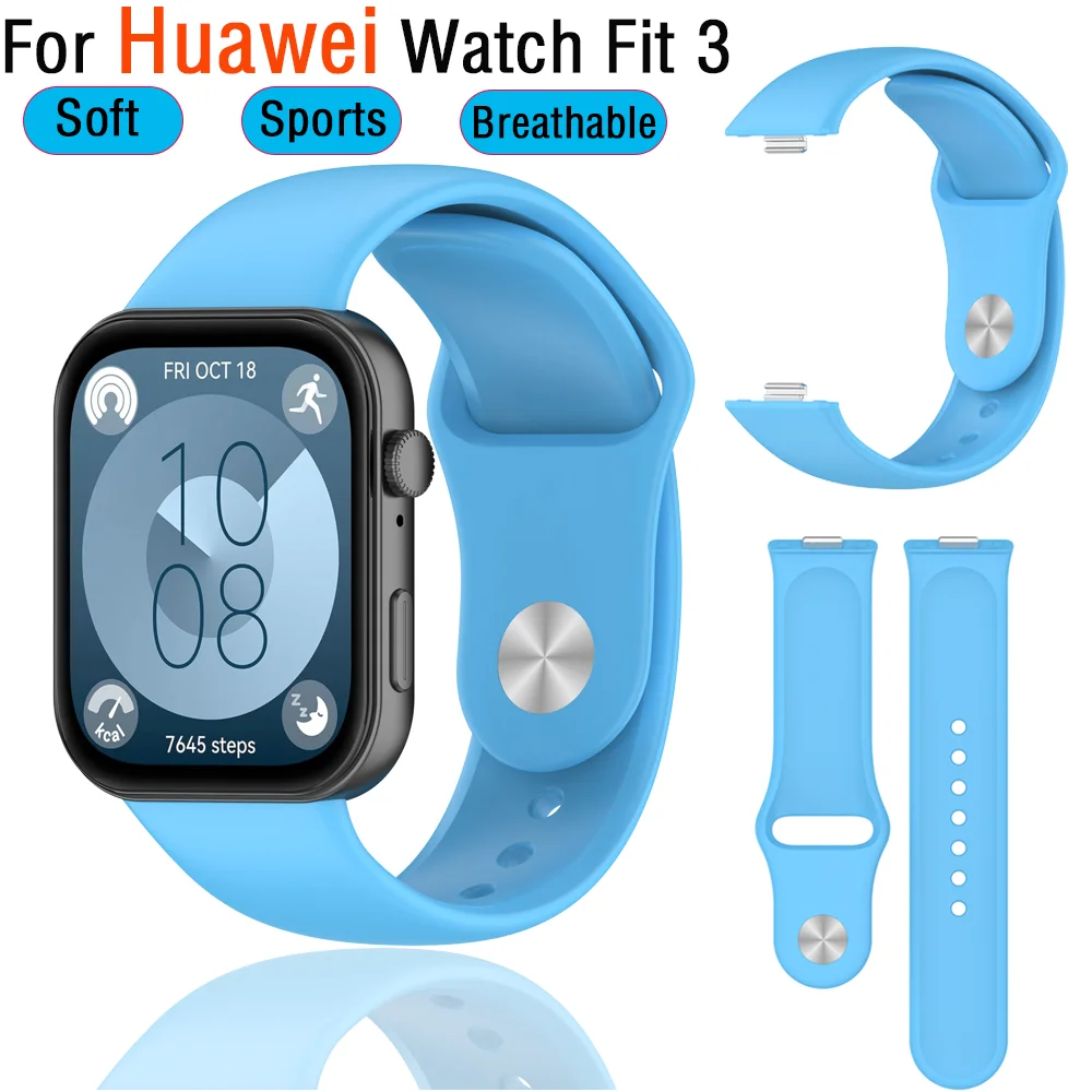 Мягкий силиконовый ремешок для часов Huawei Watch Fit 3, спортивный дышащий браслет, сменный браслет для часов Huawei Fit 3, аксессуары Correa