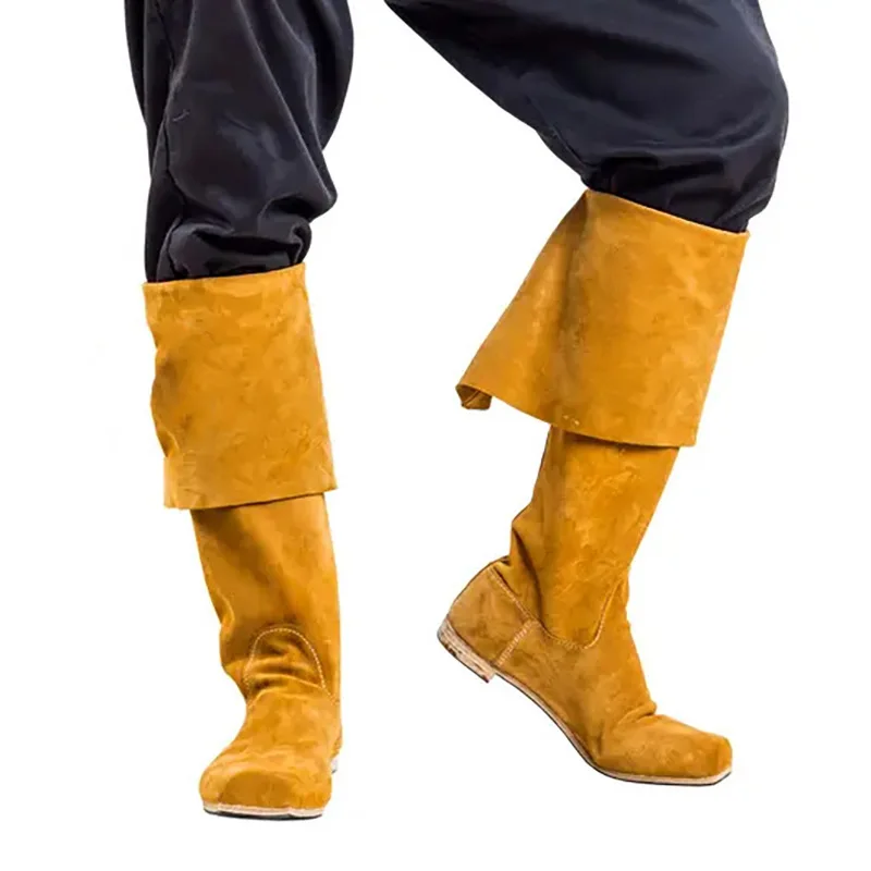 Herren Kunstwildleder Kniehohe Winddichte Schuhe Retro Piratenfilm Kapitän Stiefel Mittelalterliche Cosplay Lange Stiefel – Detail 2