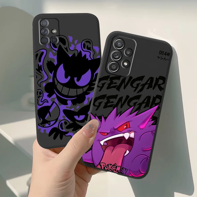 Cartoon Gengar For Samsung A14 A54 A34 A73 A53 A33 A23 A13 A32 A72 A52 A32 A22 A03 A02 Silicone Black Phone Case