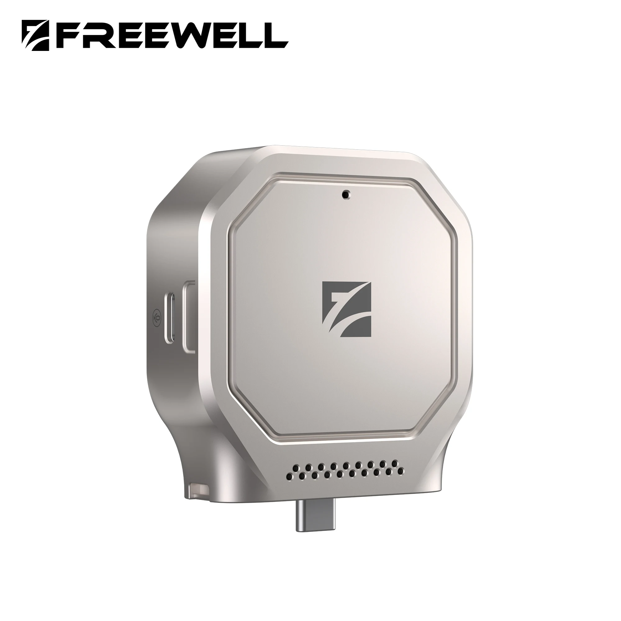 Freewell externe M.2 2230 NVMe SSD-hub voor iPhone 15 Pro en hoger, 10 Gbps USB-C, ProRes-opname, actieve koeling en audiopoort