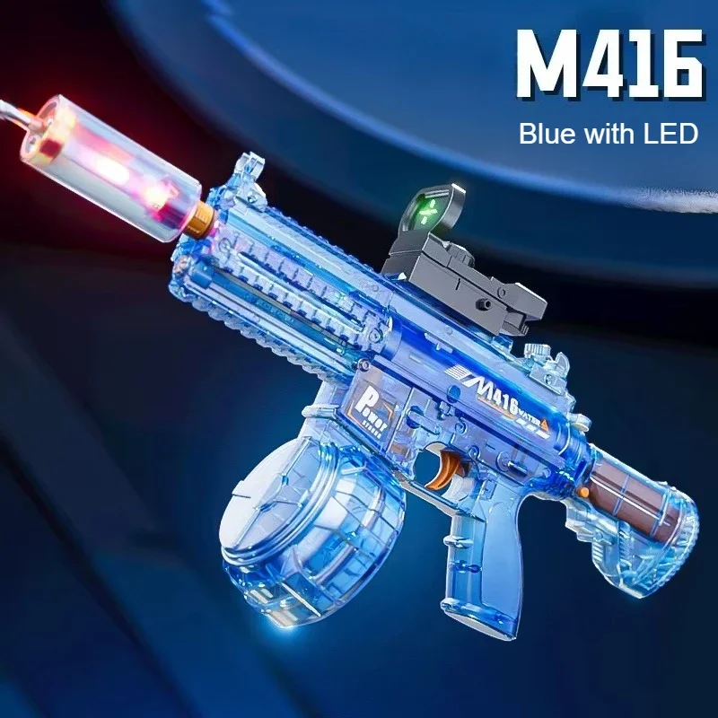 Large Capacity Automatic Water Gun Toys LED Scopes Electric M416 Squirt Water Pistol Spray Blaster Summer Pool Toys for Kids Boy