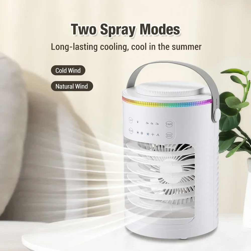 

Timing Colorful Ambient Light Chiller Spray Cooling Desktop Mini Air Conditioner Timed Usb Chiller