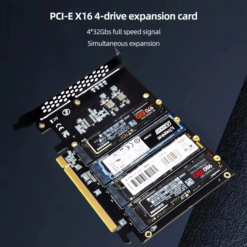 PCIE to M.2 NVME Adapter NVMe M.2 PCI Express Adapter 32Gbps PCI-E Card PCI x16 M Key SSD Computer Expansion Card Add On Cards