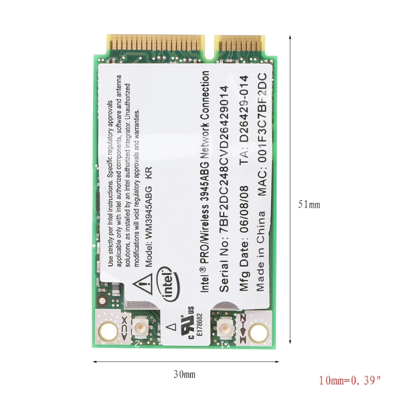 New WM3945ABG Mini PCI-E Wireless WIFI Card 54M 802.11A/B/G For Dell ASUS Laptop Dropship