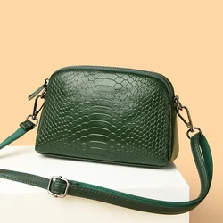 2024 New Single Shoulder Messenger Bag Fashionable Leather Genuine Leather Crocodile pattern Handbag Women's Crossbody Small Bag