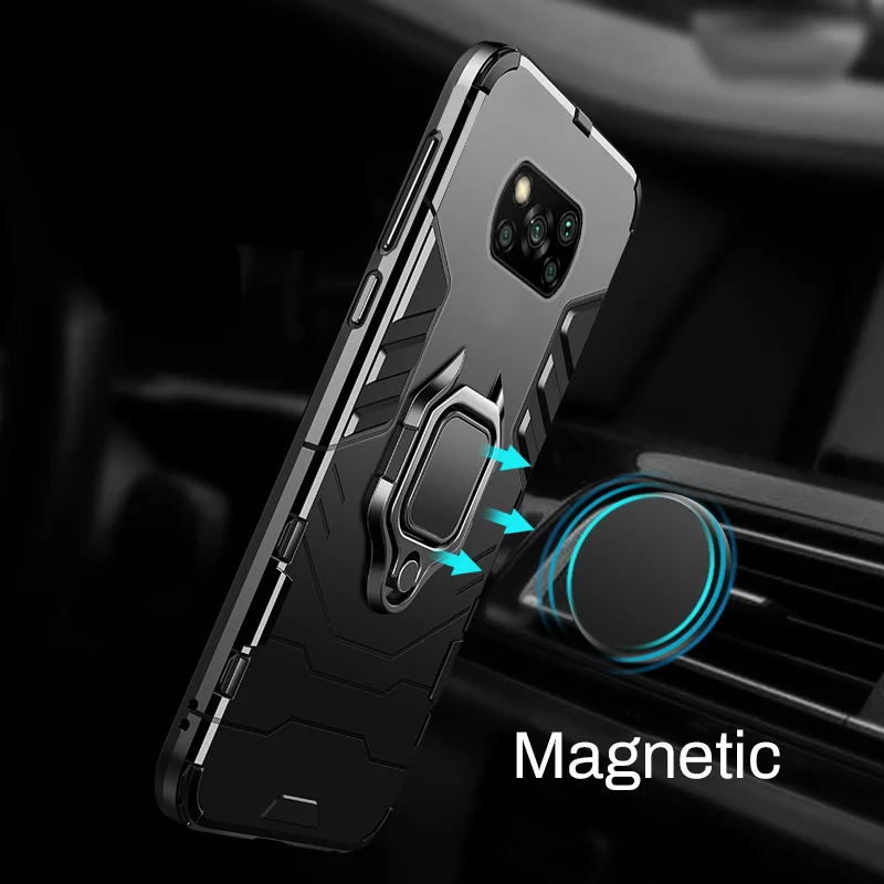 Shockproof Armor Case for Xiaomi POCO X3 NFC M3 F2 Pro Magnetic Finger Ring Stand Phone Back Cover for Mi Pocophone X3 Pro F3 F1