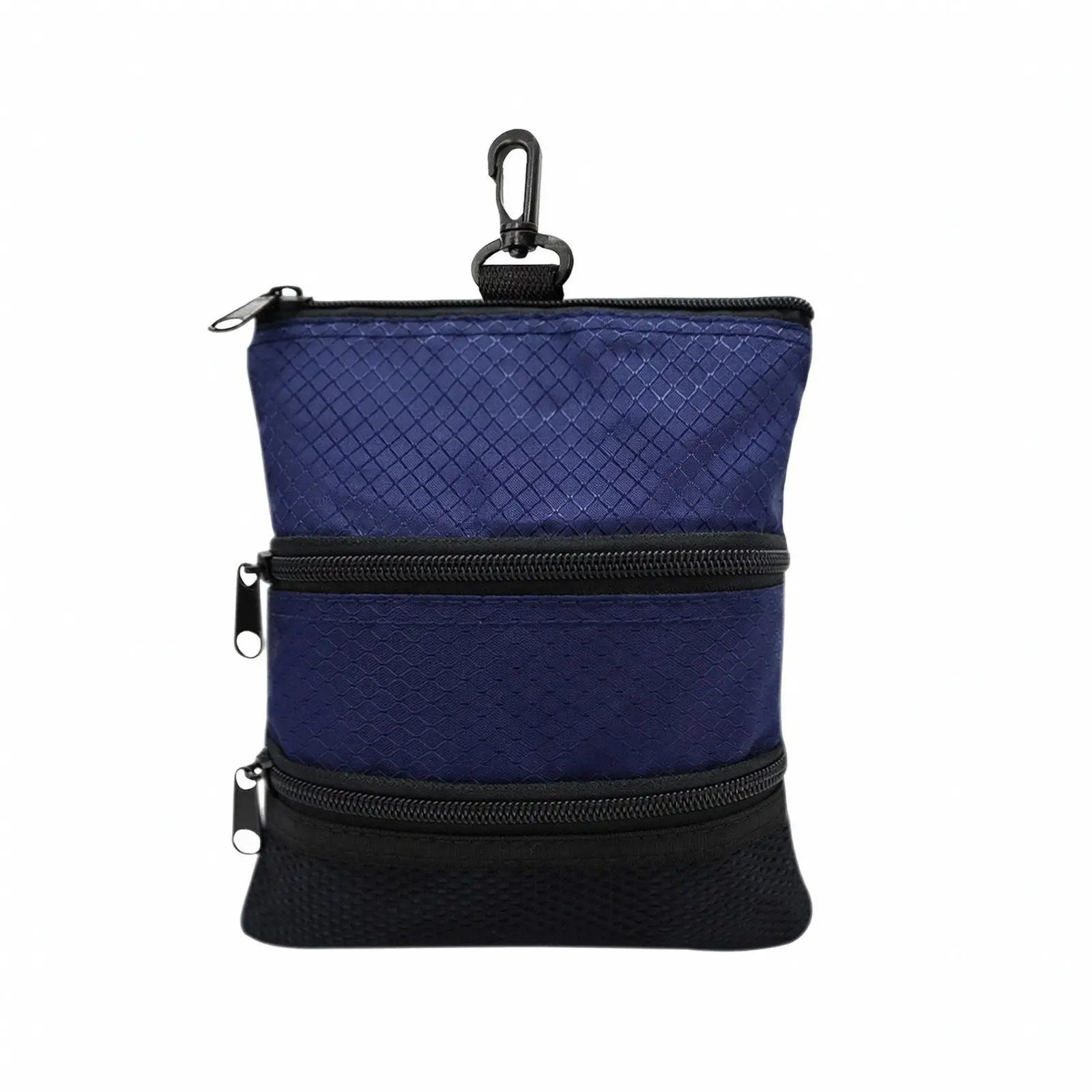 Compact Polyester Golf Pouch with Hanging Hook and Two Zipper Pockets Lightweight Design for Golf Cart Accessories