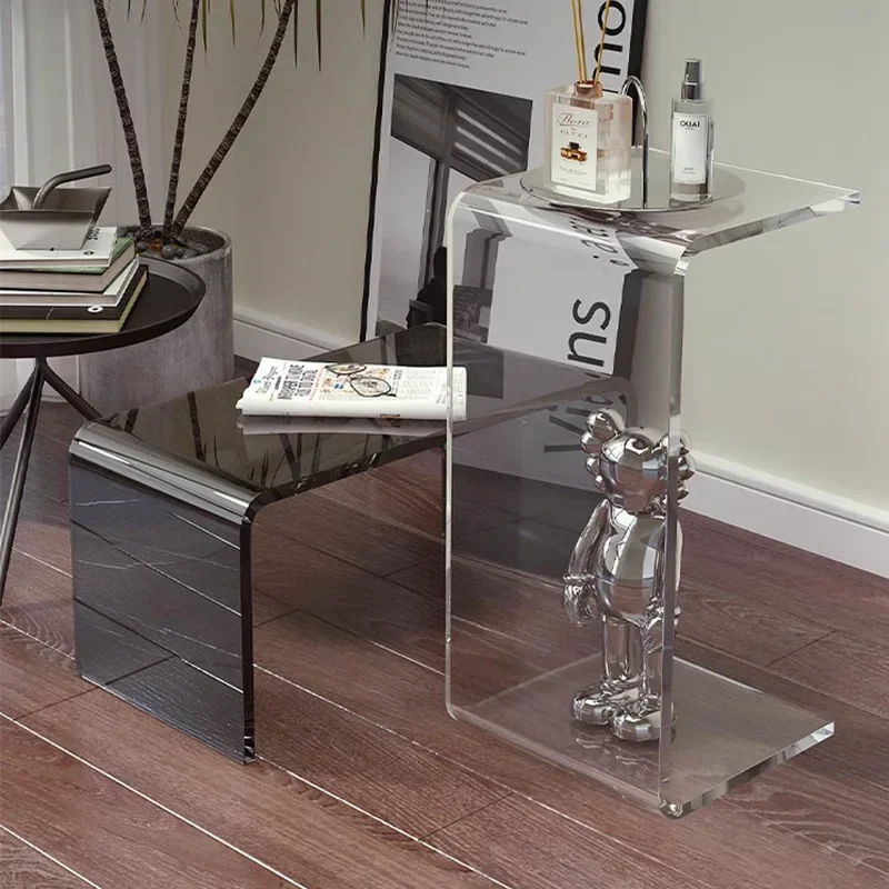 Acrylic Sofa Coffee Tables Living Room Bedside Side Table Modern Removable Room Table U-shaped Design Living Room Furniture image 4