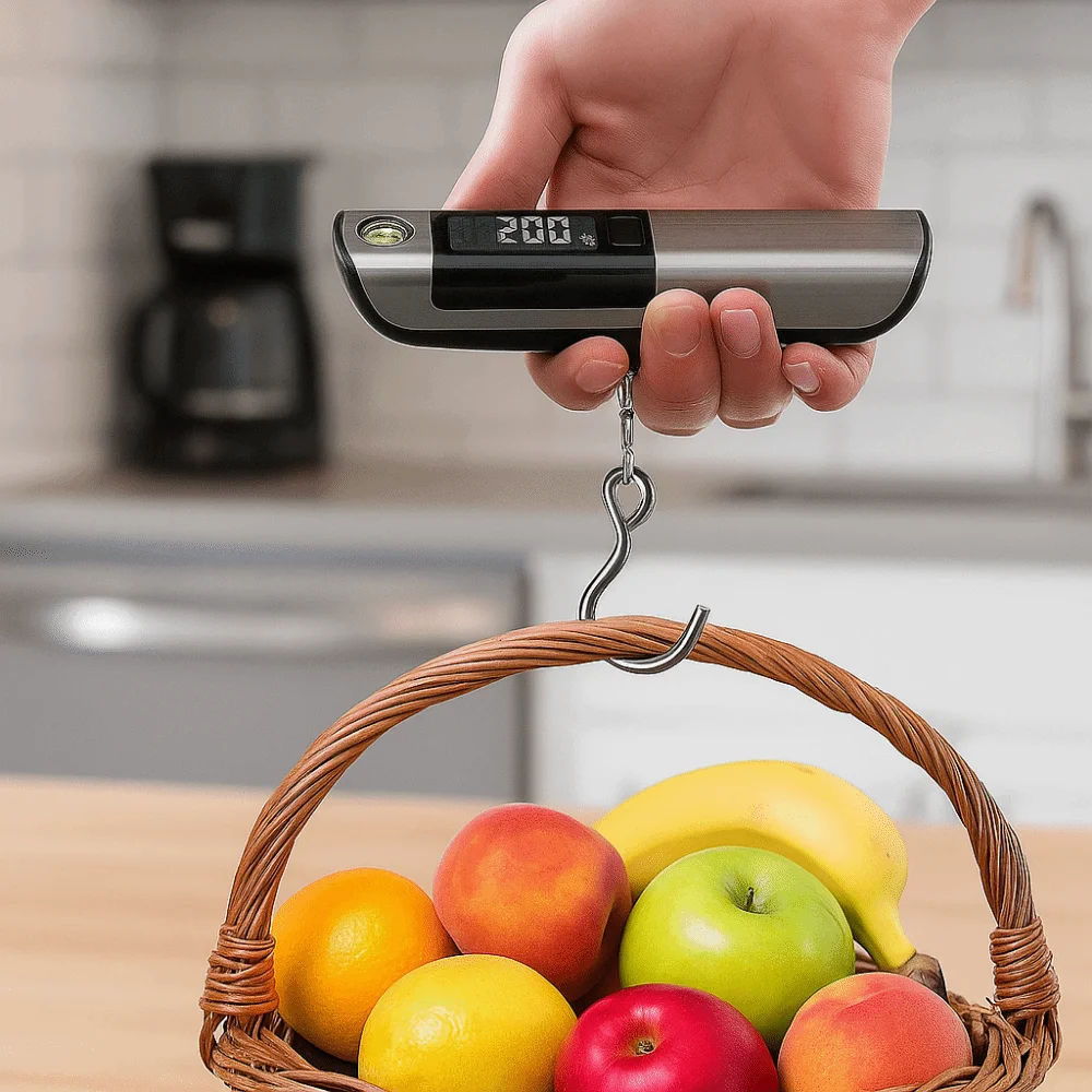 50Kg/110Lb Hand Luggage Scale LCD Digital High-Precision Luggage Weigher with Tape Measure Mini Hook Weighing for Home