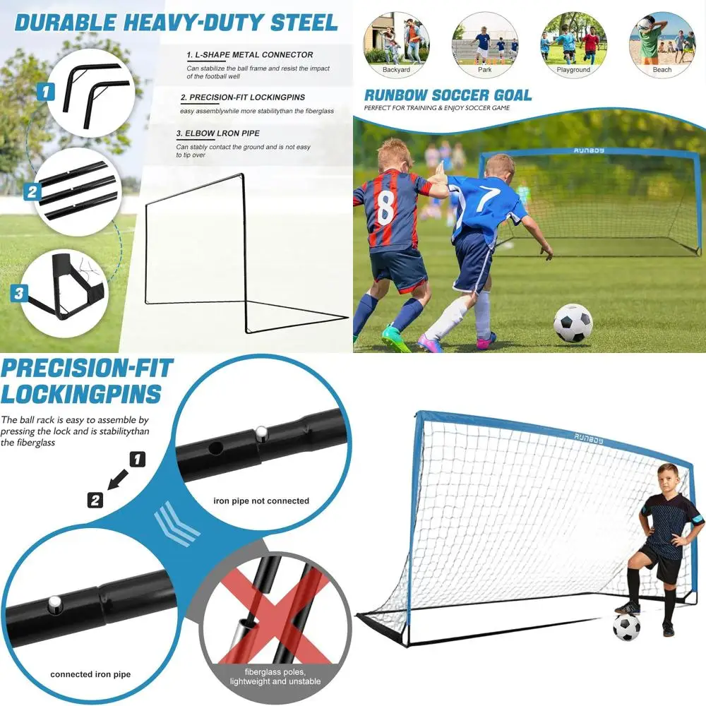 

Portable Soccer Goals for Kids and Adults, Suitable for Indoor/Outdoor Use, with Carry Bag