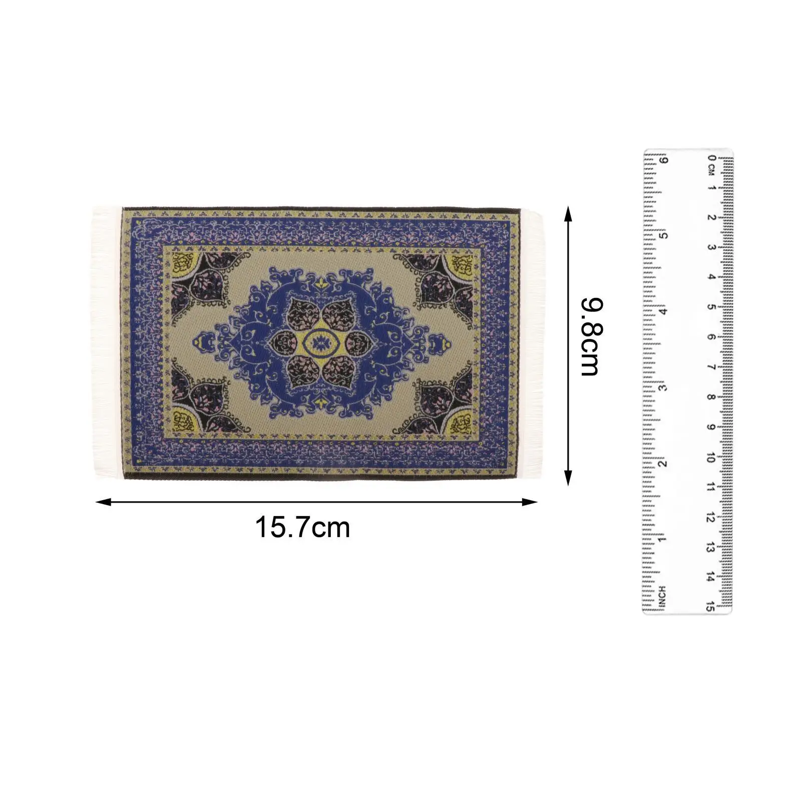 1:12 刺繍ドールハウスラグ床材家具タッセル付きドールハウス