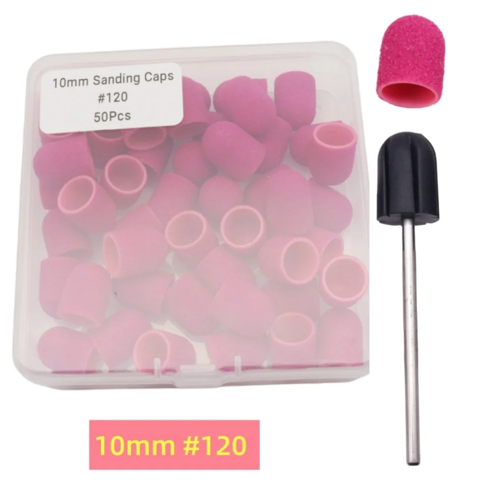 50 stuks nagelboor-schuurkappen met mandrel, 4 maten 5-13 mm, voor manicure, pedicure en eeltverwijderaar