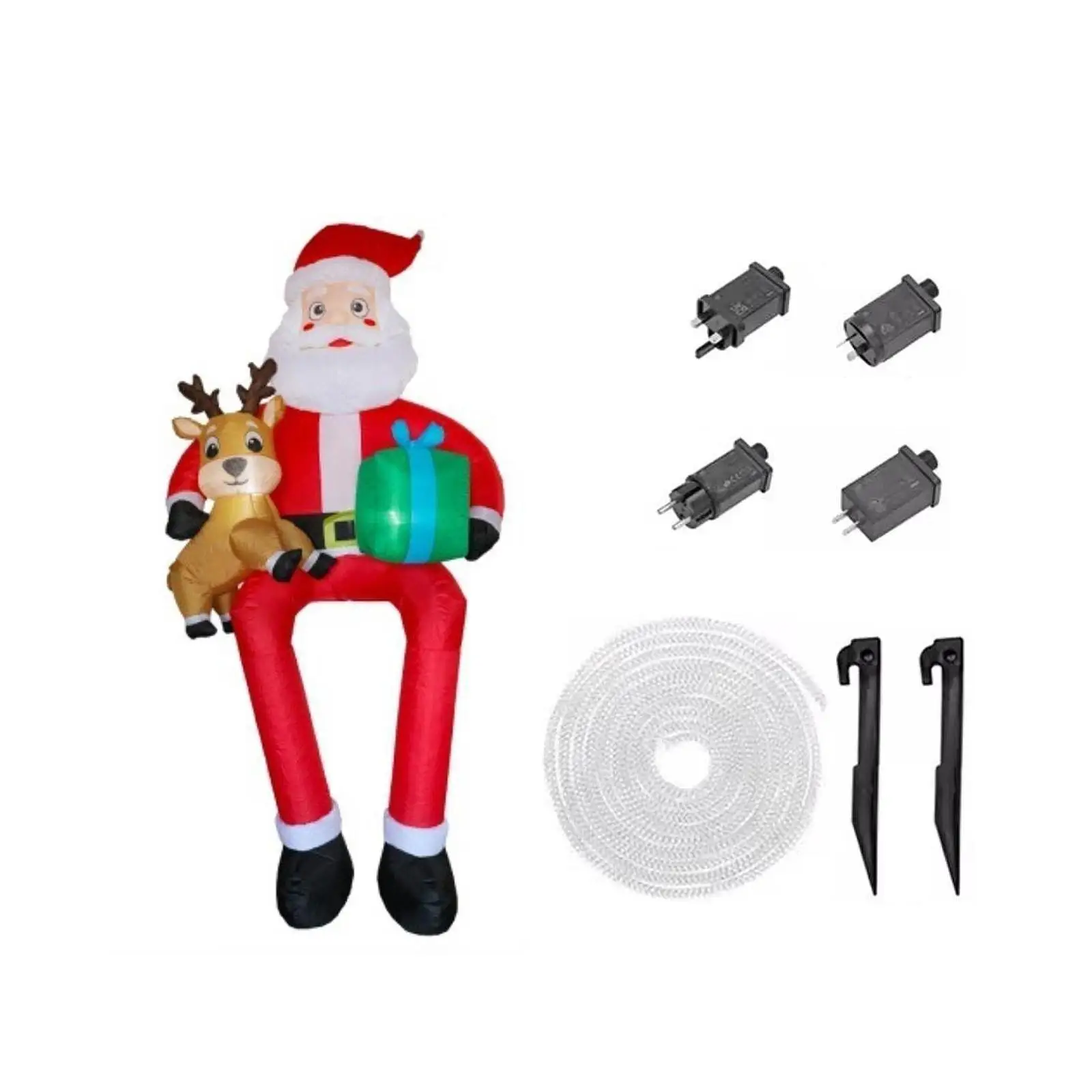 Christmas Inflatable Santa ,Sitting on The Roof, Lighted, Holiday Display with Big Gift Bag Built in LED for Patio Porch Winter