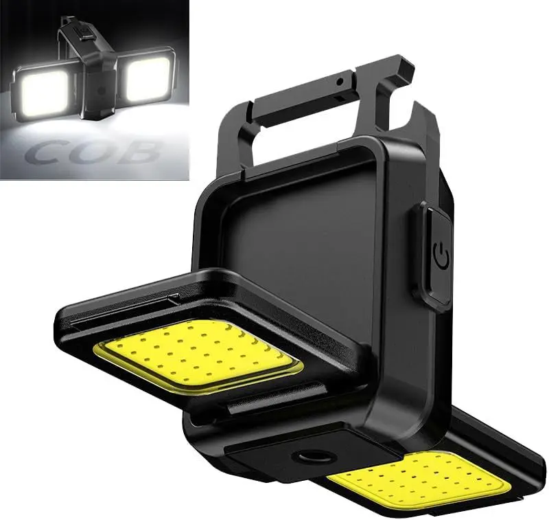 Mini LED Flashlight Keychain Light Double COB Lights USB Rechargeable Work Lights Fishing Lanterna with Magnet Built-in Battery