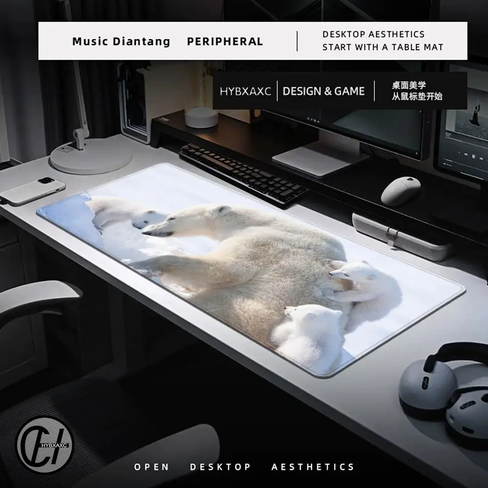 Arctic polar bear Mouse Pad Desk Mouse Pad Cute HD Desk Pad Extended Gaming Keyboard Mats Large 100x50cm XXL Gamer Mousepad