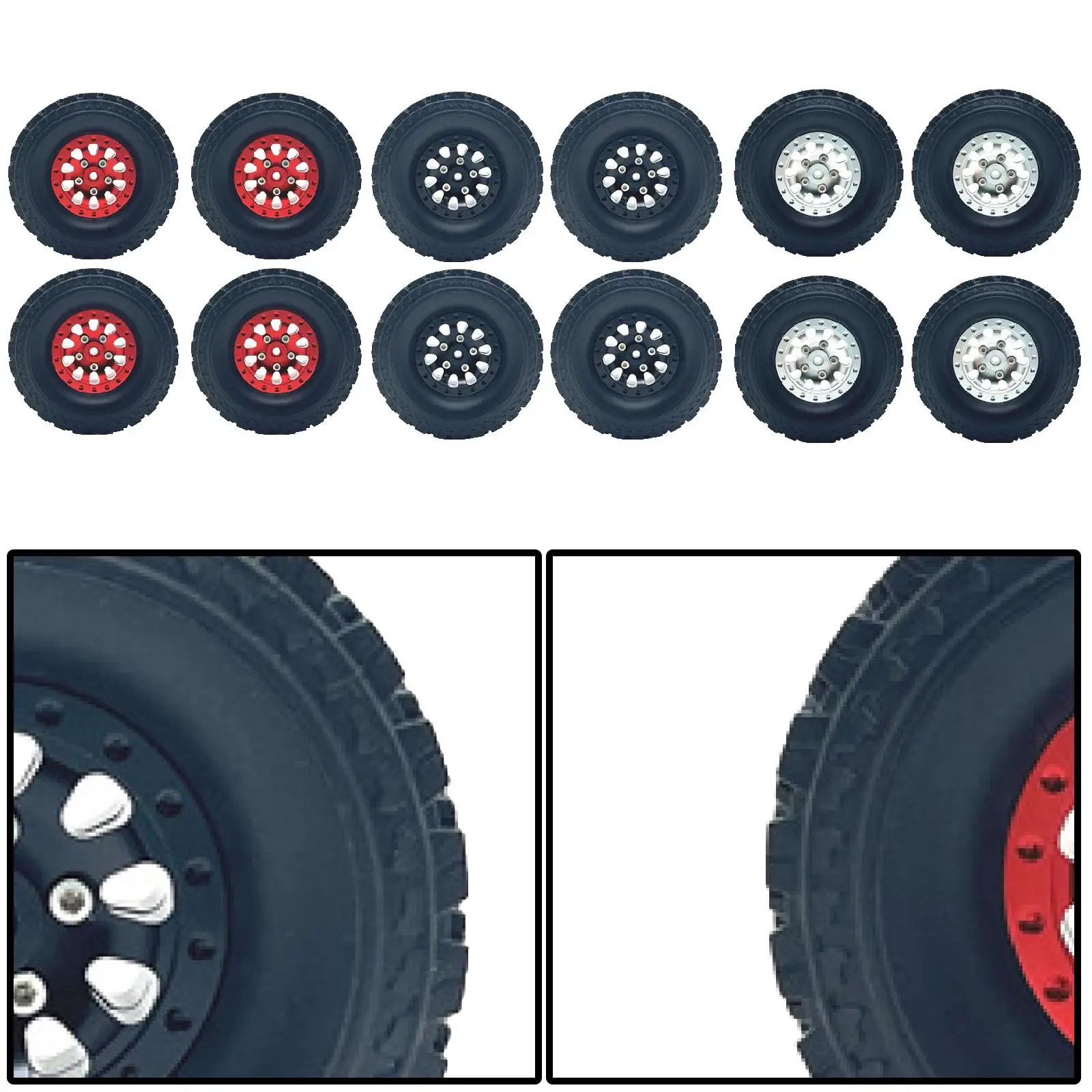 Juego de 4 llantas de metal para camiones RC 1/12 1/16 y coches sobre orugas