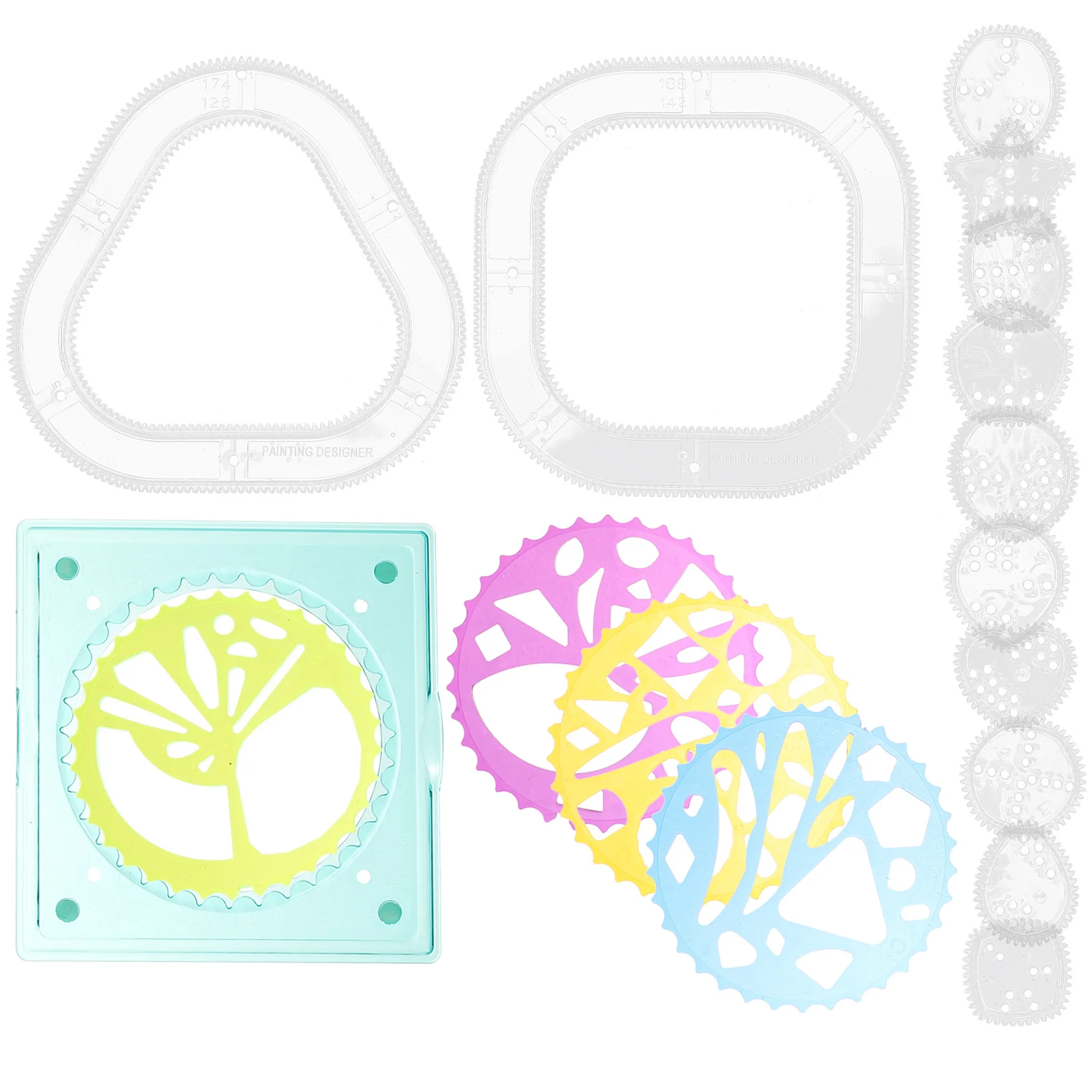 

2 Sets Plastic For Painting Hollow Design Reusable Diy Drawing Templates Flower Plants Circle Ruler Stencils School Art Crafts