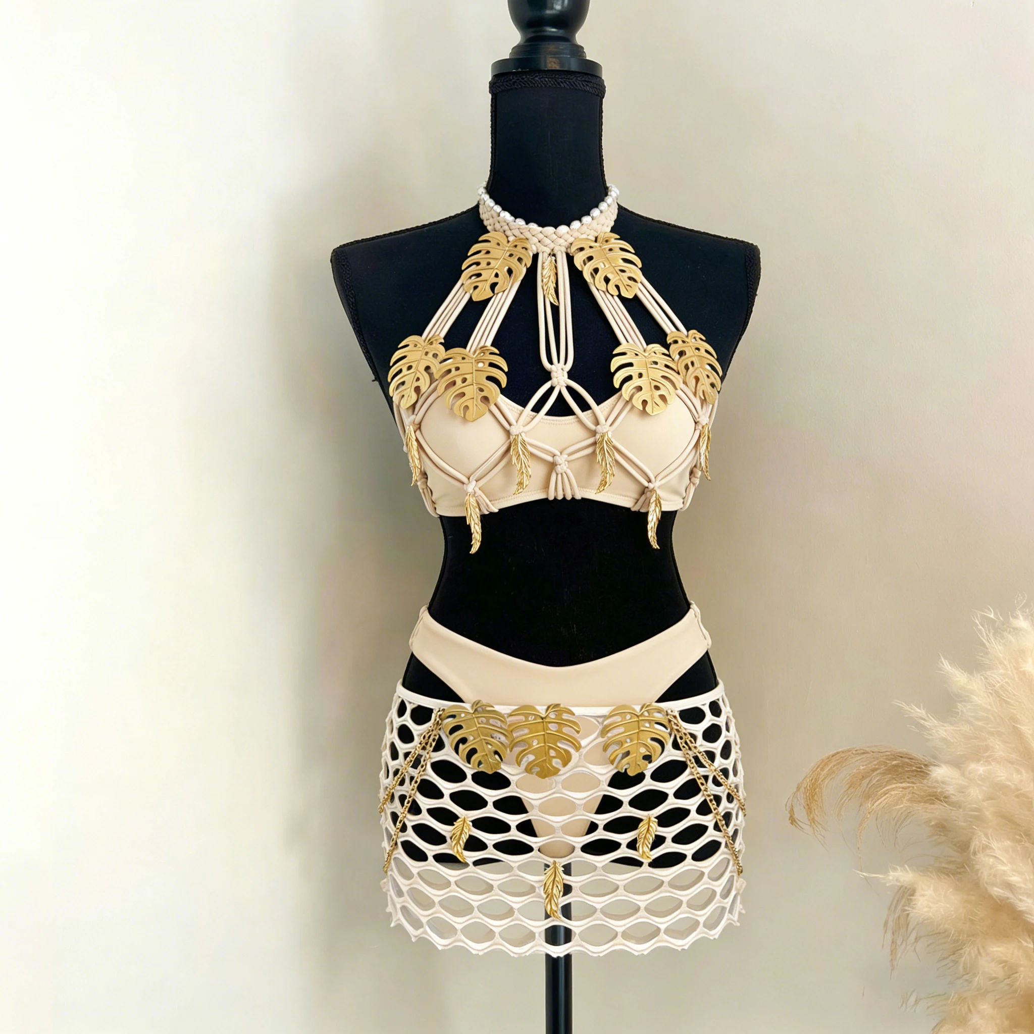 Sexy 3 Piece Bikini Set for Women Push Up High Cut Bikini Mesh Skirt Beach Vacation Swimwear Resort Wear Bathing Suit