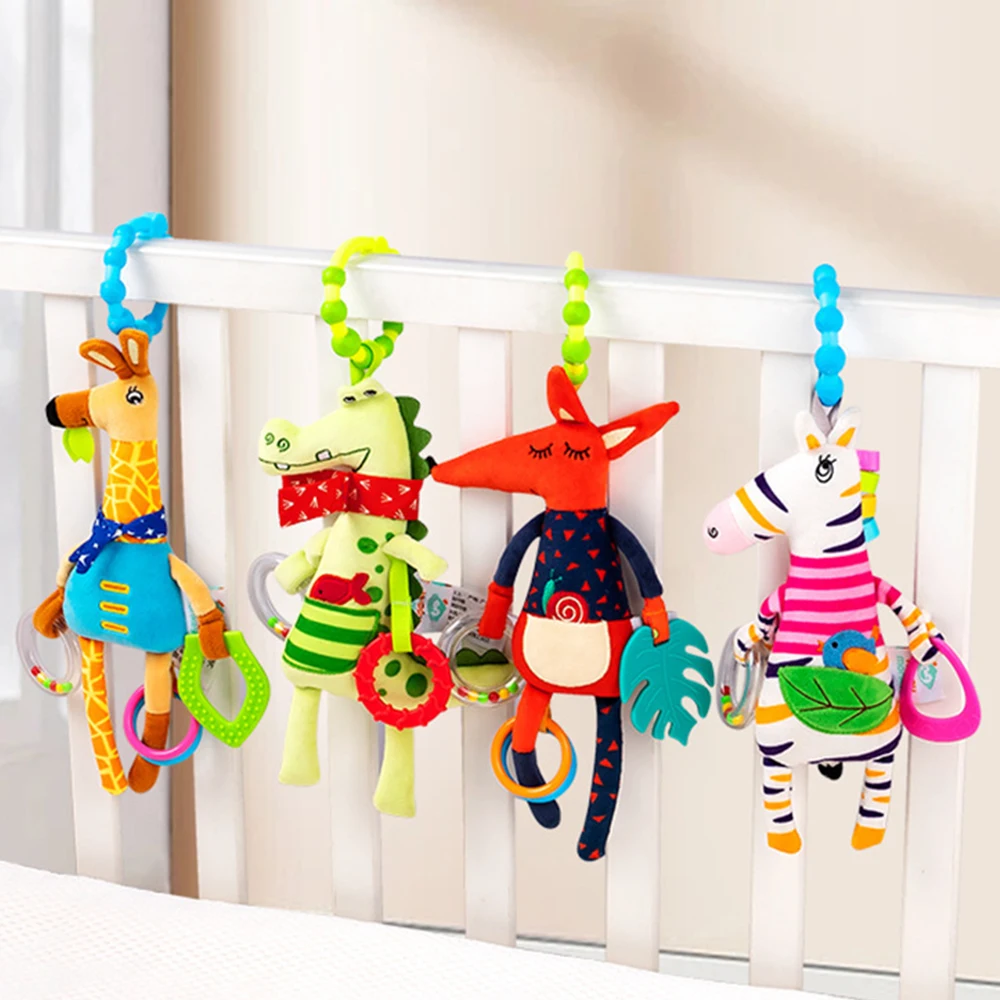 Chocalhos do bebê macio girafa infantil berço cama carrinho espiral para recém-nascidos assento de carro educação precoce desenvolvimento lidar com brinquedos presentes