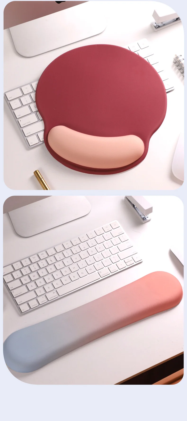 Farbverlauf-Mauspad mit Handgelenkauflage, ergonomische Schreibtischunterlage für Büro und Gaming, 6 Farboptionen mit Farbverlauf – Detail 10