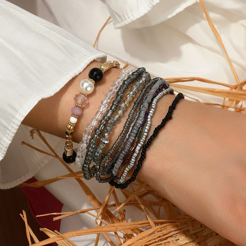 Bohemian Handmade Beads Bracelets for Women Fashion Summer Colorful Beaded Bracelets Set Jewelry Gifts