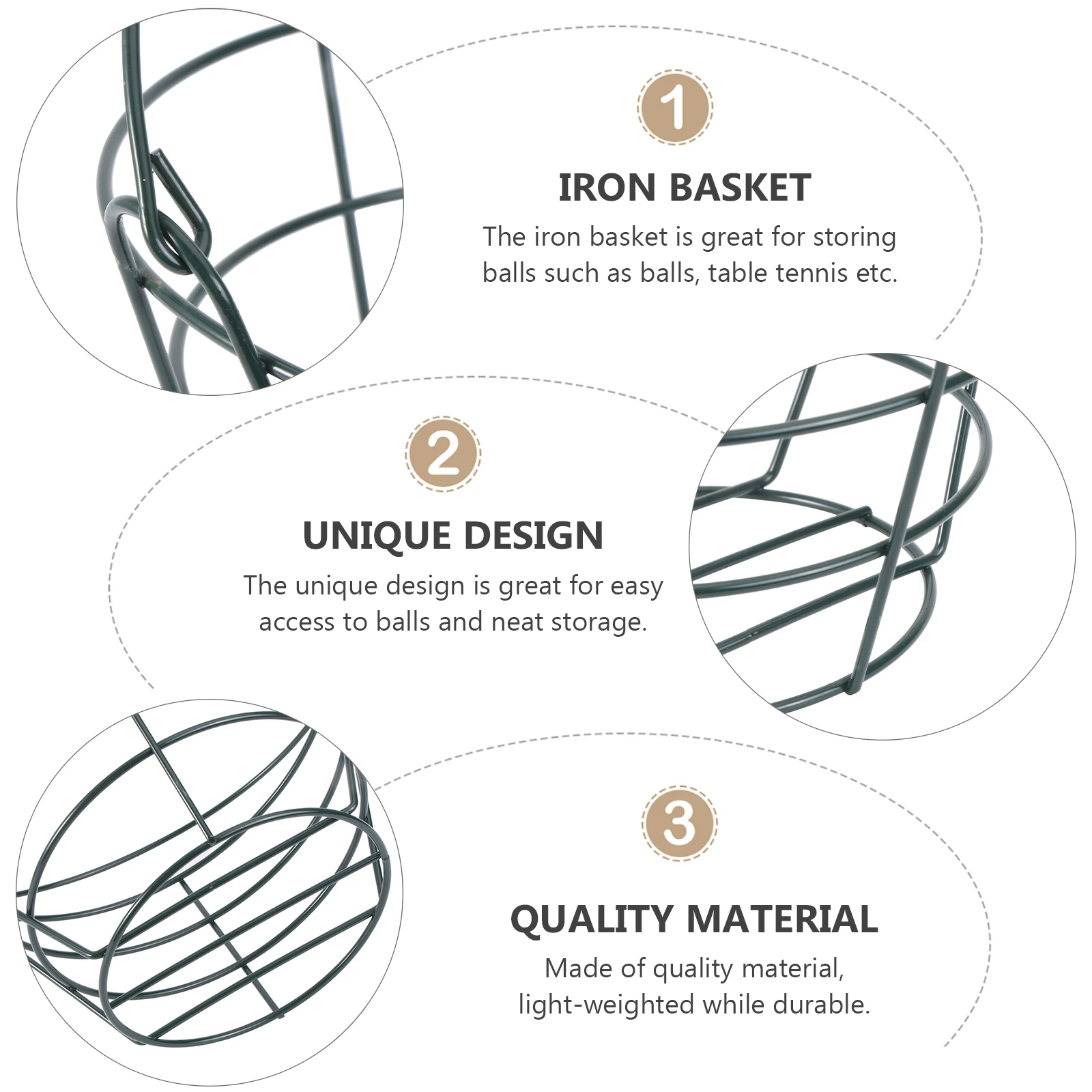 

High Wire Golf Ball Basket Lightweight Ball Carrying Holder Metal Storage Container for Outdoor Practice Use