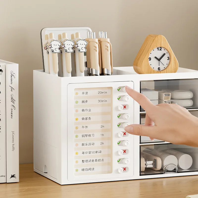 

Self-Discipline Pen Holder Desktop Drawer Desk Organizer Large Capacity Organizers Office Accessories Pen Holder Storage Box