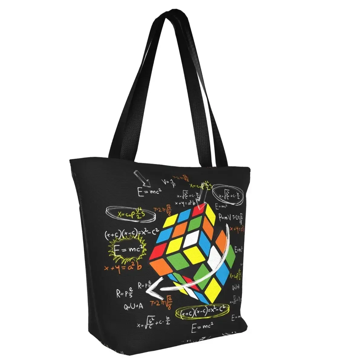 Cool Math Rubics Cube Grocery Shopping Tote Bag Women Cute Funny Math Lovers Canvas Shopper Shoulder Bag Large Capacity Handbag