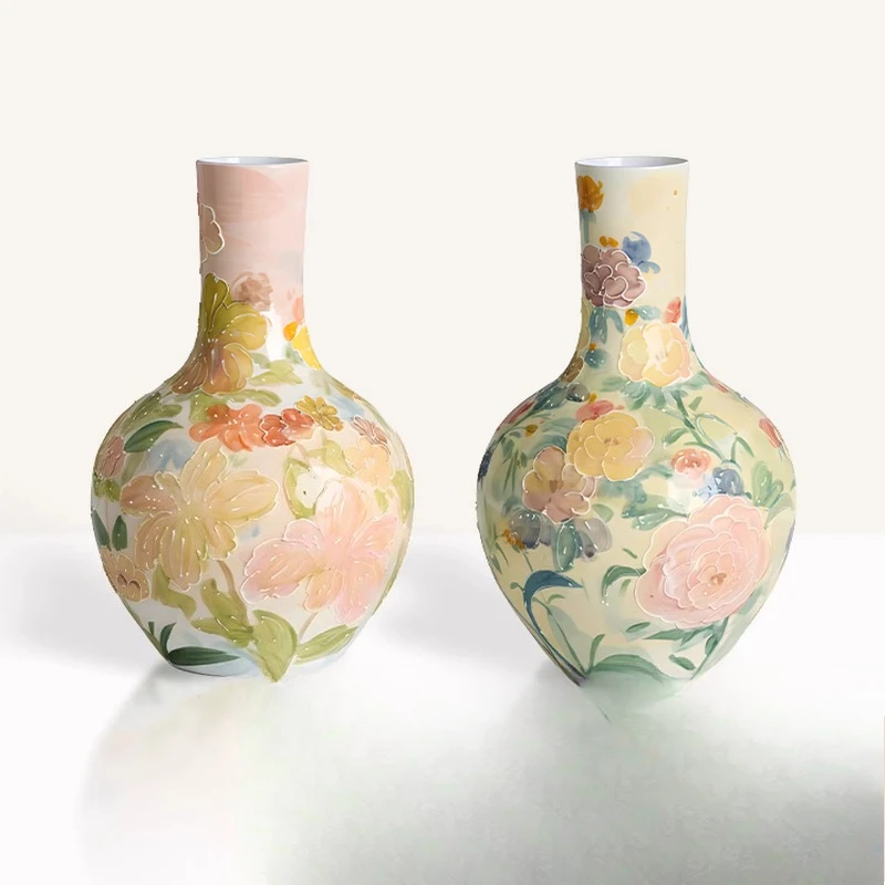 

"Flower Cluster Dream" series of underglaze handmade vase entrance art ornaments