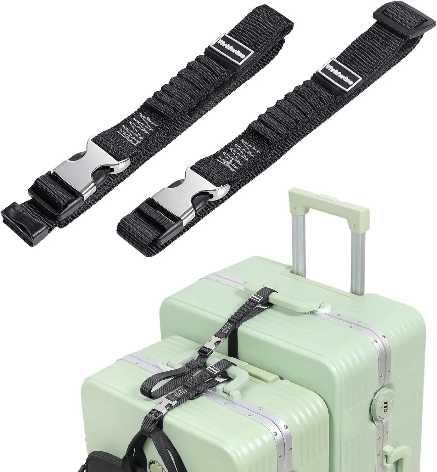 

Регулируемые ремни для багажа с металлическими пряжками, эластичные, для чемоданов, черного цвета, ширина 0,75 дюйма.