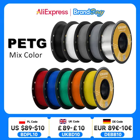KINGROON PETG 3D Printer Filament 1.75mm 5KG 10KG Mix Color 3D Printing Material 1kg/roll  petg Plastic For FDM 3dprinter