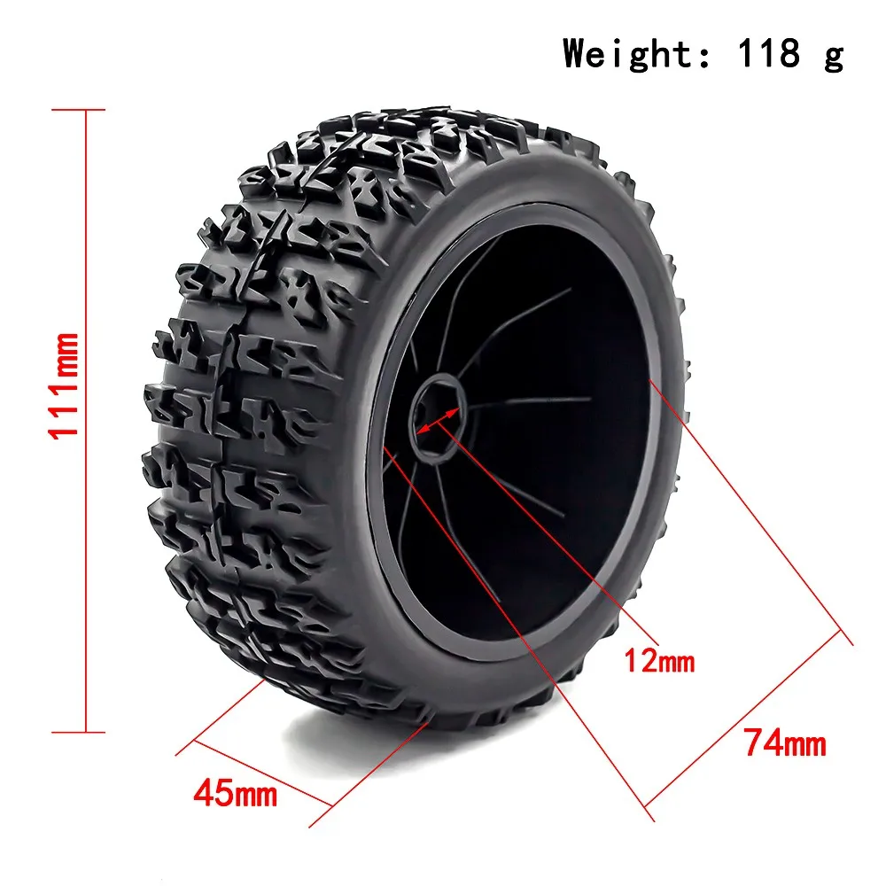 2 sztuk 112mm 1/10 krótki kurs ciężarówka opony koła z 12mm Hex dla Slash Arrma Senton HuanQi 727 Vkar 10sc Hpi Rc samochód