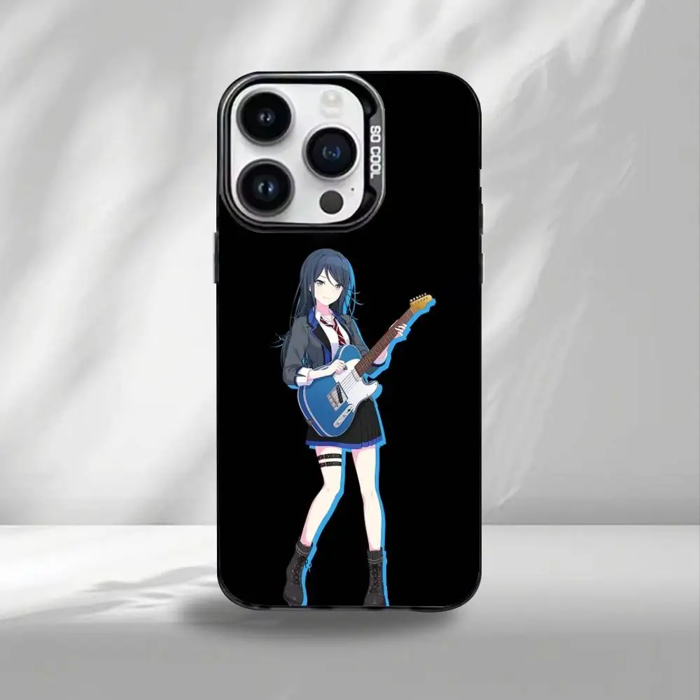 Lchika hoshino capa de telefone para iphone17,16,15,14,13,12,11 plus, pro max preto colorido banhado a prata dentro da capa