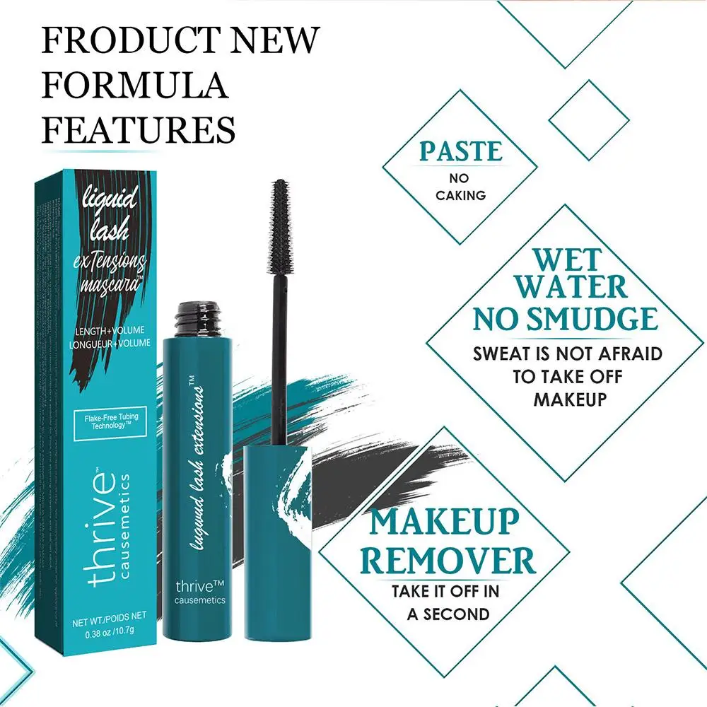 Thrive Mascara Curling Lengthen Eyelashes Extra Volume Waterproof Black Natural Lashes Eye Makeup Liquid Lash Extensions Mascara