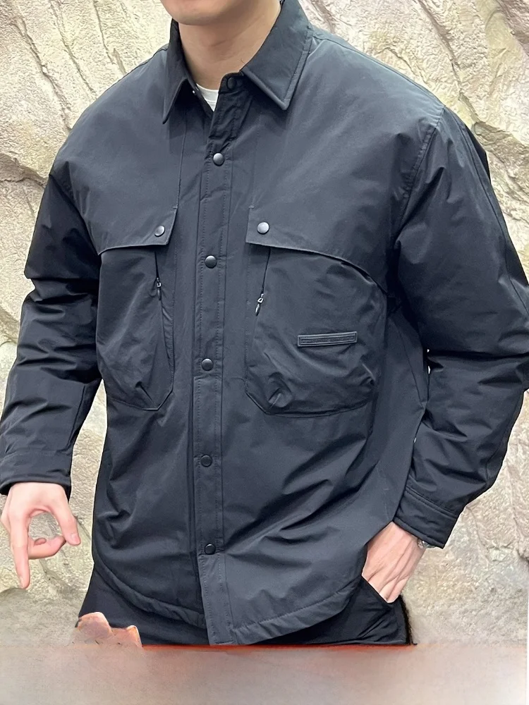 

Thiened 3D Knife Sve down Jaet Men's Winter Workwear Warmth Trimming Outerwear Polyester Fiber White Du down Filling