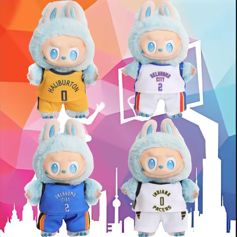 For 17cm Labubu Dolls Basketball Uniform IND #0 OKC #2 Sports Clothes Suit For V1 V2 V3 Labubu Dolls Cotton Doll Clothing Toy