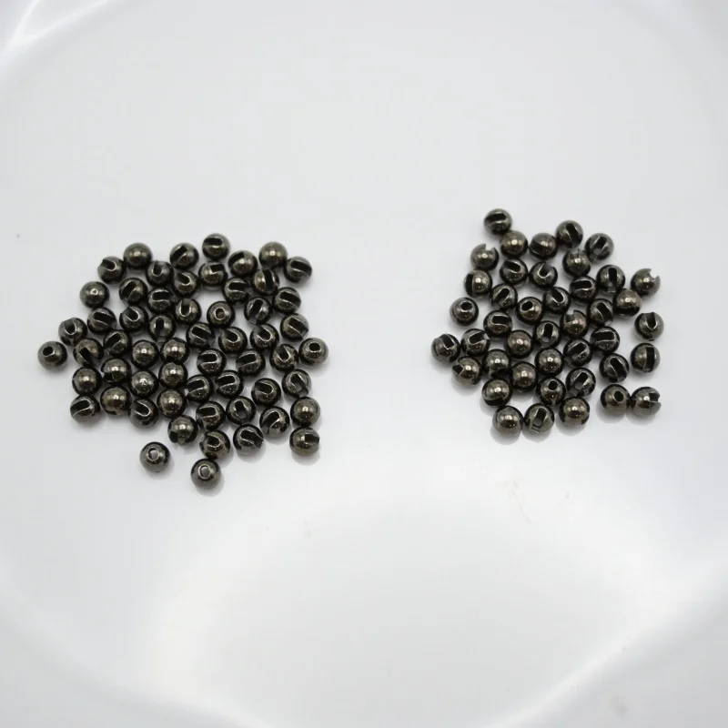 Black Nickel Slotted Fly Tying Beads - 1.5mm-3.8mm Electroplated Brass Beads for Nymph Dry/Wet Fly Heads, Fishing  Accessories