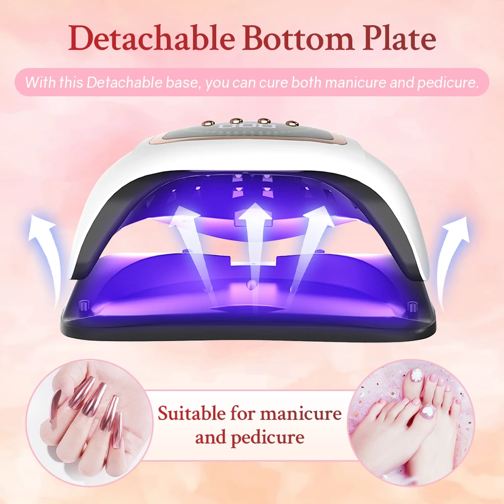 DianaBeauty UV LED Lâmpada para unhas 380W Lâmpada para manicure para cura de todos os gel para unhas 72 LEDs Secador de unhas de secagem rápida com 4 configurações de temporizador