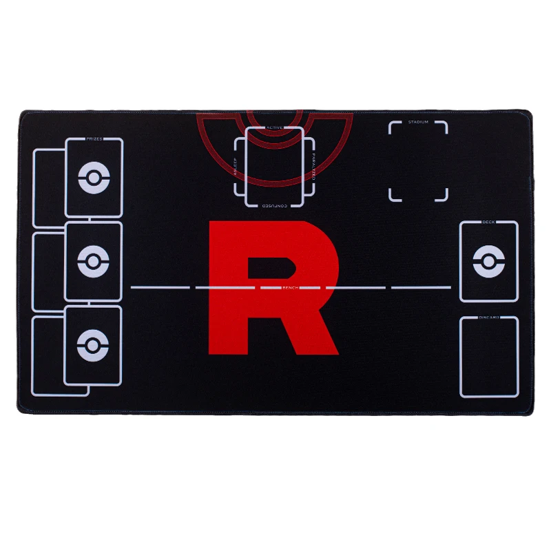 600X350X2Mm New Cartoon Pokemon Rocket Team R Battle Table Mat Ptcg Poke Ball Game Trading Card Card Mat Anime Gift Toys