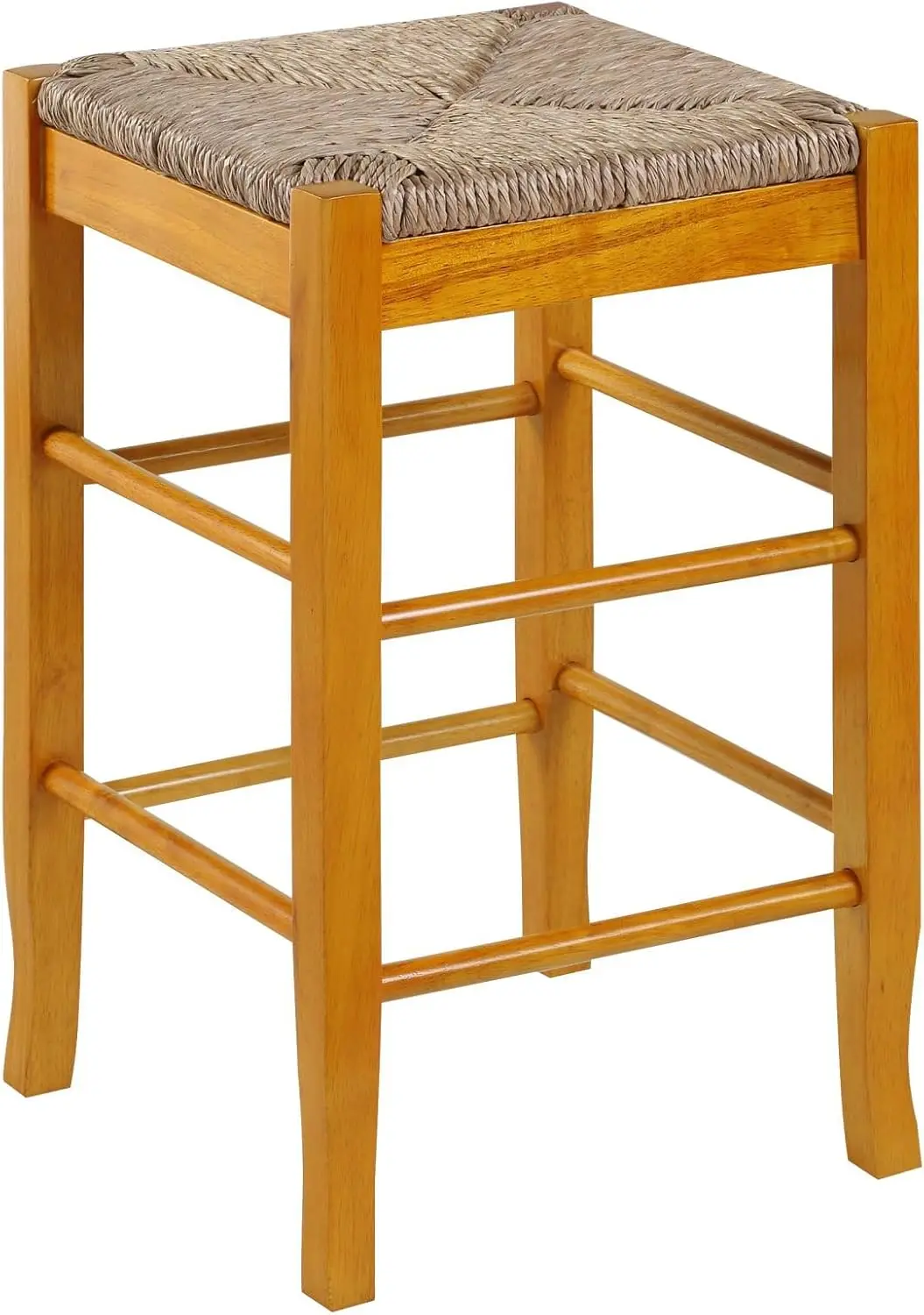 

Square Rush Backl Counter Height Kitchen Bar Stool - Oak Finish