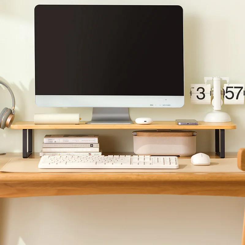 رف زيادة الكمبيوتر المكتبي، رف تخزين مكتبي لسطح المكتب، حامل قاعدة مرتفع، رف رفع