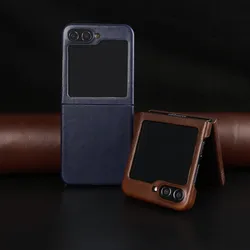 For Samsung Galaxy Z Flip 6 Case Cover Premium Genuine Leather Cases Z FLip7 Vintag Oil Wax Pattern Phone Shell Protection Coque